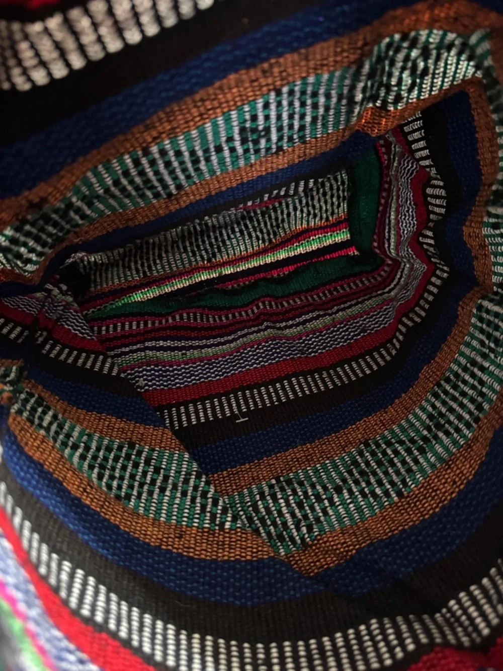Pinzon Handwoven Green Striped Boho Backpack - Ethnic Pattern